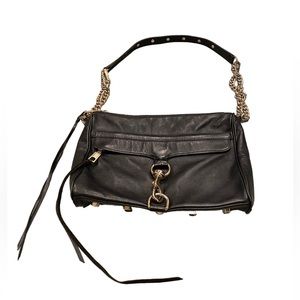 Black leather Rebecca Minkoff cross body bag